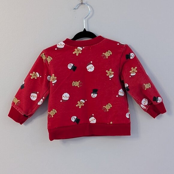 2/$10 ❤️ Monkey Bars 12M Holiday Sweatshirt | Red Gingerbread & Snowmen - Picture 2 of 6